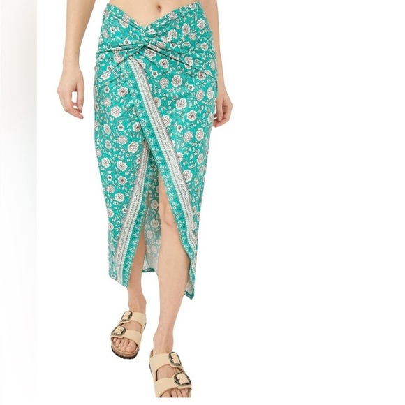 NWT Free People Sarong It Feels Ride Green Small Midi Boho - Picture 1 of 7